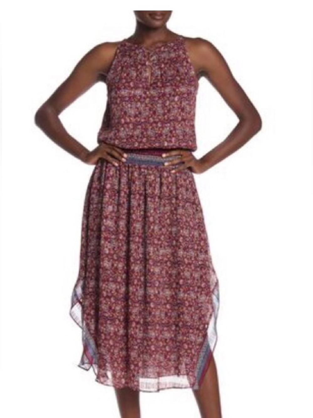 Perfect Ramy Brook Maren Dress smocked midi metallic silk Size XS